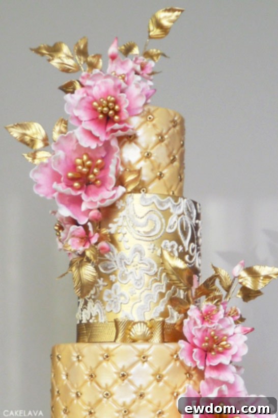 Gold & Pink Wedding Cake | by cakelava | #PinkWeek on TheCakeBlog.com