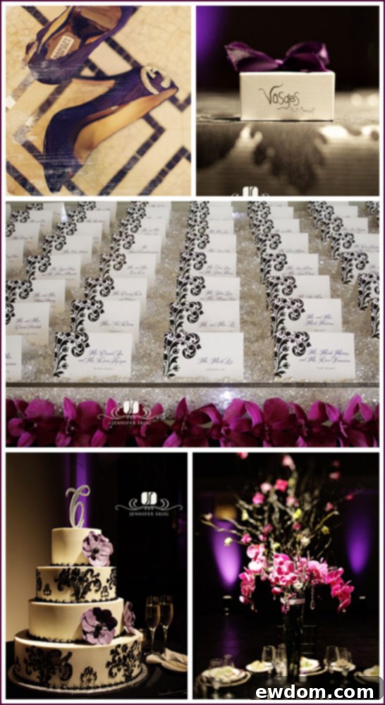 Sophisticated Purple and Black Wedding Details
