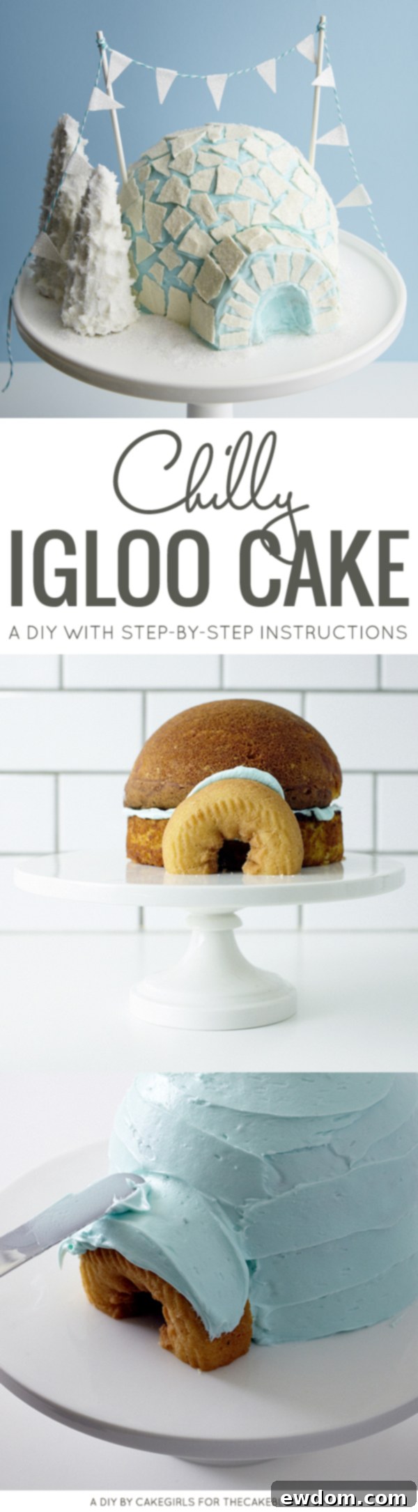 Igloo Cake! An adorable winter cake for holiday parties and Christmas dessert | Cakegirls for TheCakeBlog.com