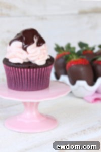 Luscious Strawberry Chocolate Cupcakes 8 Chocolate Covered Strawberry Cupcakes Recipe Image