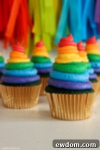 Green Velvet Cupcakes with Rainbow Buttercream