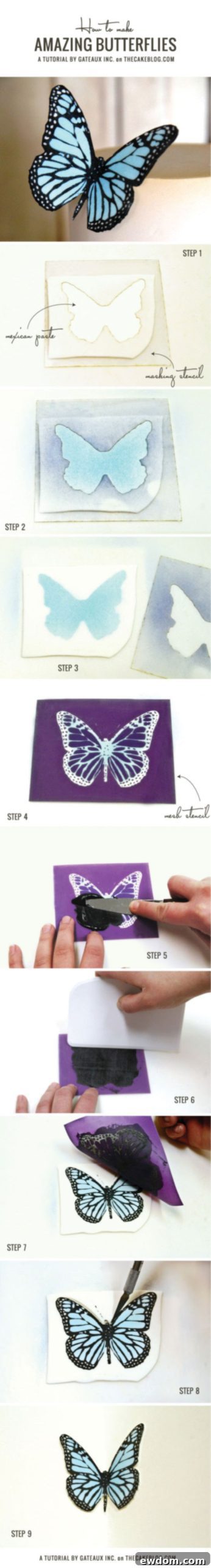 How to make amazing fondant butterflies in no time flat | by Gateux Inc. on TheCakeBlog.com - Step-by-step tutorial image