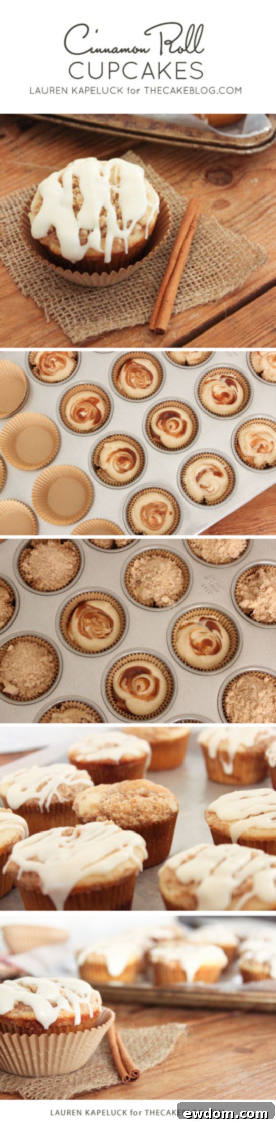 Cinnamon Swirl Delights 4 Close-up of freshly baked Cinnamon Roll Cupcakes with a golden streusel topping