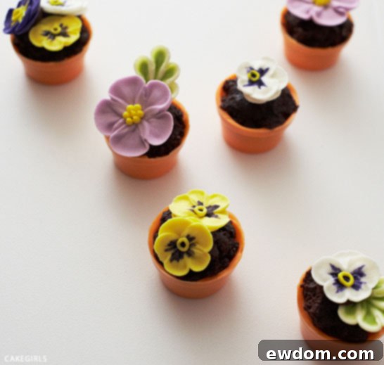 Teeny Tiny Flower Pot Cakes | Cake Tutorial by Cakegirls for TheCakeBlog.com