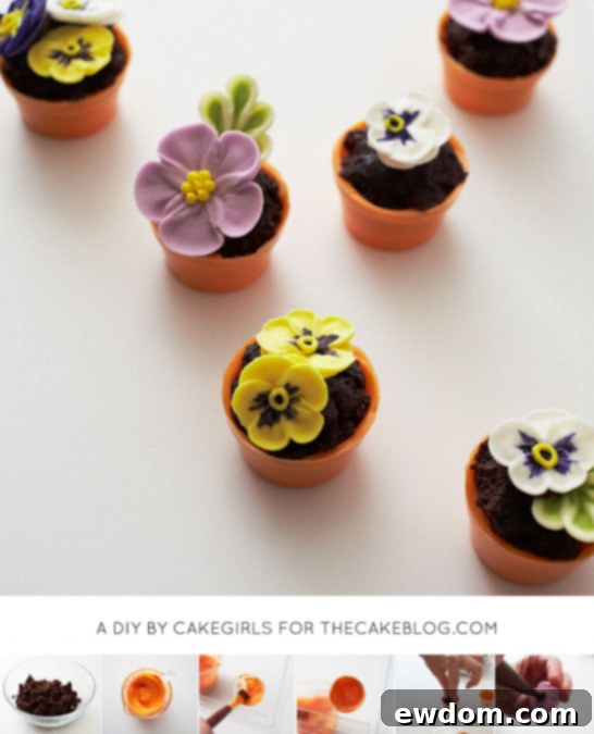Teeny Tiny Flower Pot Cakes | Cake Tutorial by Cakegirls for TheCakeBlog.com