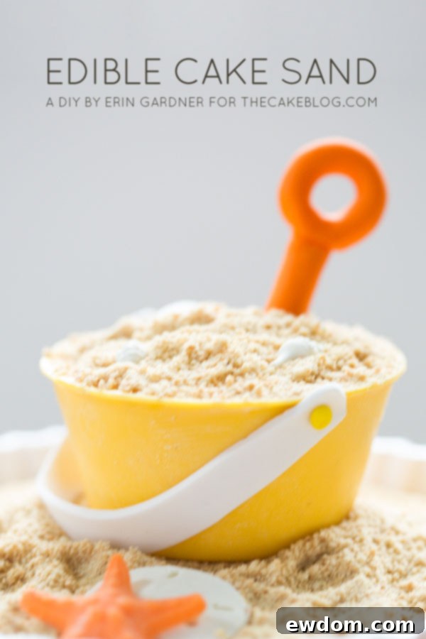 DIY Edible Cake Sand | Transform extra cake scraps into realistic edible sand for beach, pool party, and garden themed cakes | by Erin Gardner for TheCakeBlog.com