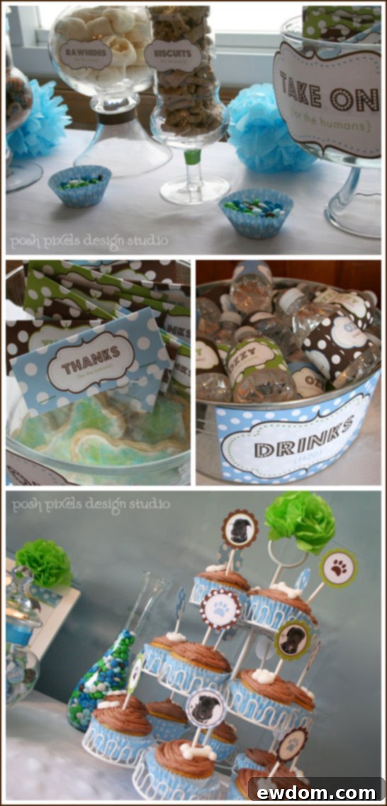 Puppy Party Inspiration: Brown, Blue & Green Adorable Puppy Party Setup with Modern Color Palette