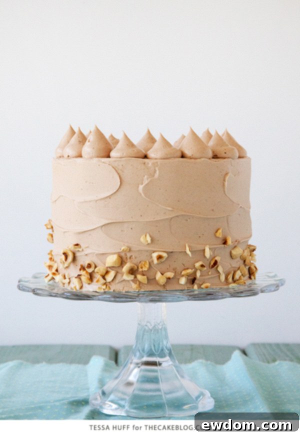 Banana Cake layers with Chocolate Hazelnut Buttercream by Tessa Huff