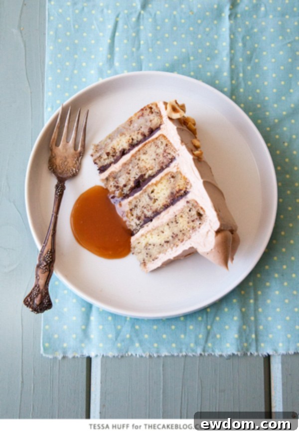 Completed Banana Chocolate Hazelnut Cake ready to serve