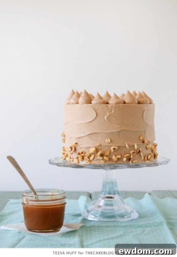 Close-up of a slice of Banana Chocolate Hazelnut Cake
