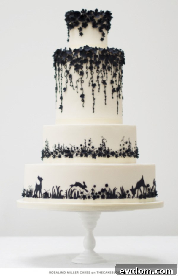 Rosalind Miller Cakes Enchanted Forest Silhouette Black Cake