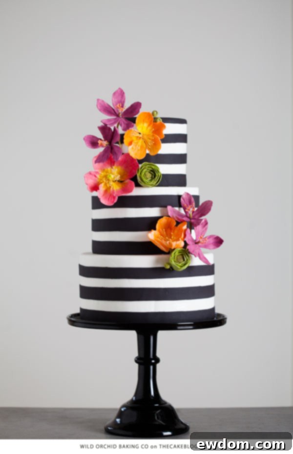Wild Orchid Baking Company Black and White Horizontal Stripes Cake