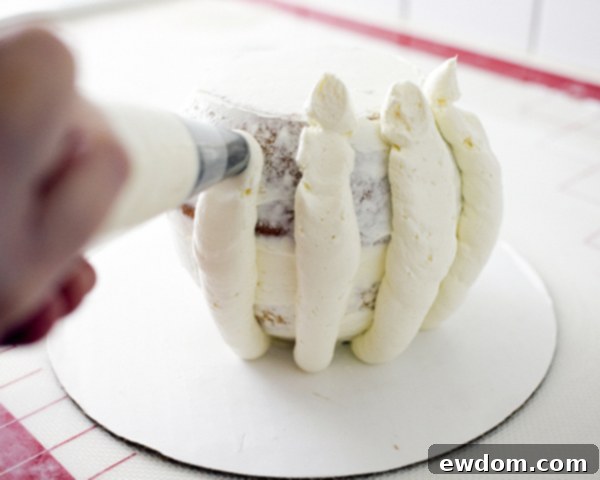 Piping Buttercream Ridges to Shape a 3D Pumpkin Cake