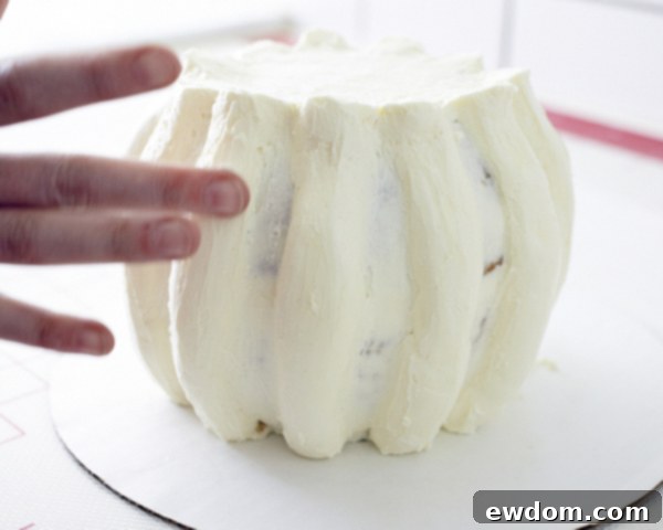 Smoothing Buttercream for Pumpkin Cake with Warm Hands