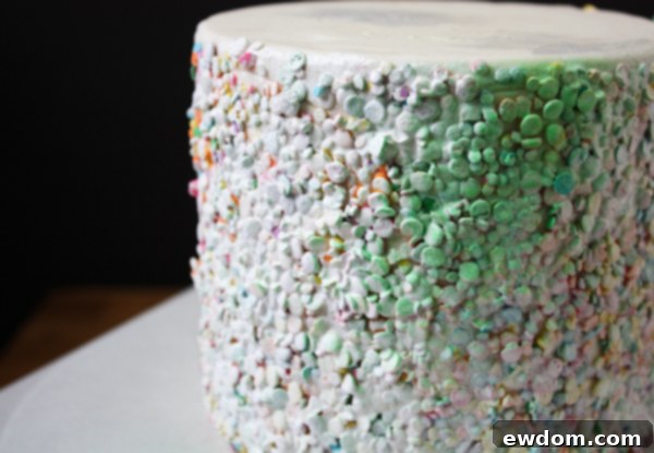 Second Coat of Spray Food Coloring on Halloween Monster Cake