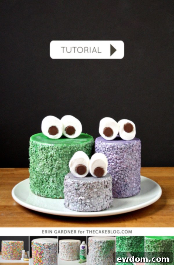 Erin Gardner's Step-by-Step Tutorial for Glammy Monster Cakes | Confetti Cake Decoration