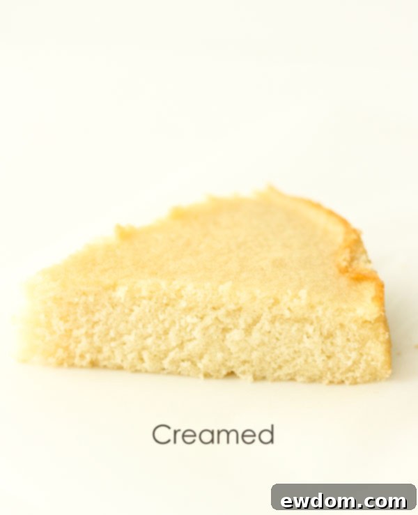Benefits of the creaming method: light texture, good rise, tender crumb