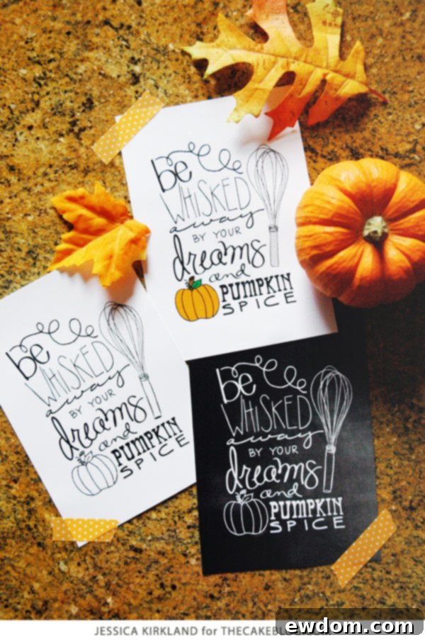 FREE Fall Kitchen Print | Multiple Styles - Color, Black & White, Chalkboard