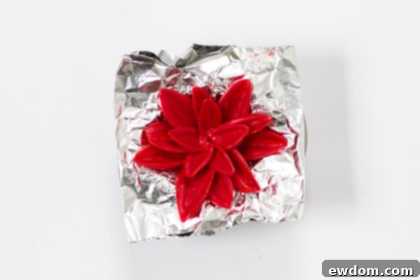 Finishing Your Chocolate Poinsettia with Yellow Centers