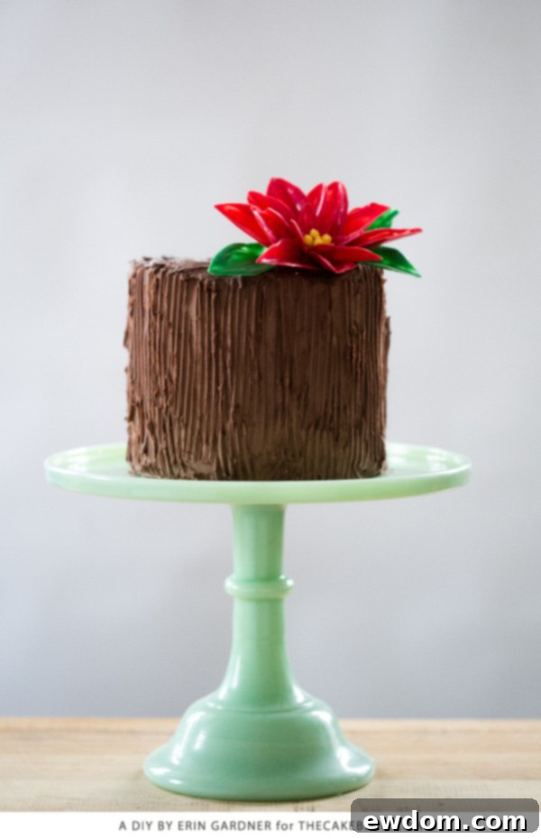 Finished Chocolate Poinsettia Cake - Elegant Holiday Dessert Idea