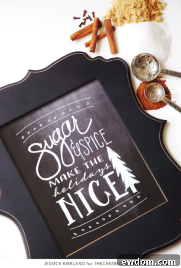 Decorate for the holidays with this free download | Sugar & Spice original artwork | by Jessica Kirkland for TheCakeBlog.com