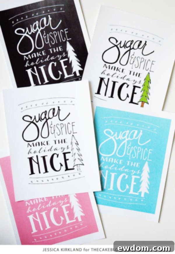 Decorate for the holidays with this free download | Sugar & Spice original artwork | by Jessica Kirkland for TheCakeBlog.com