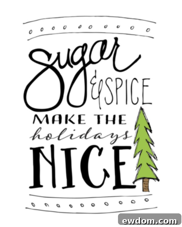 Decorate for the holidays with this free download | Sugar & Spice original artwork | by Jessica Kirkland for TheCakeBlog.com