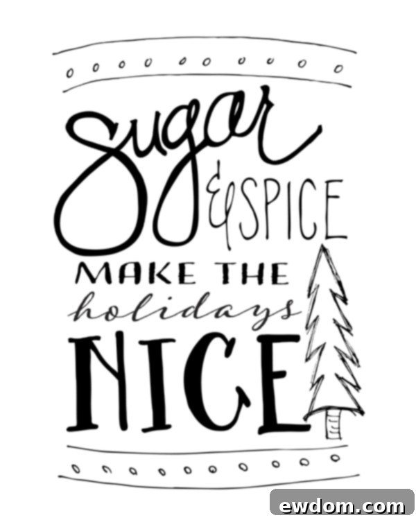 Decorate for the holidays with this free download | Sugar & Spice original artwork | by Jessica Kirkland for TheCakeBlog.com