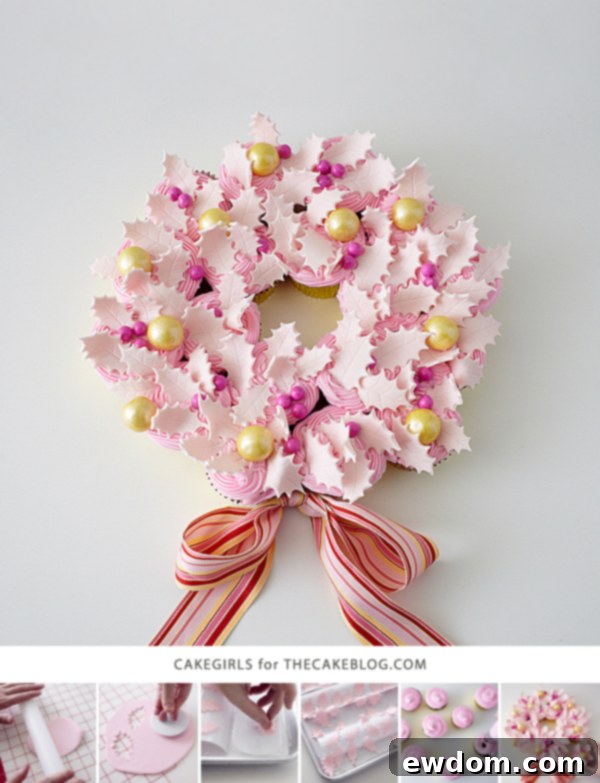 Easy and elegant Christmas Cupcake Wreath, a hassle-free holiday dessert by Cakegirls