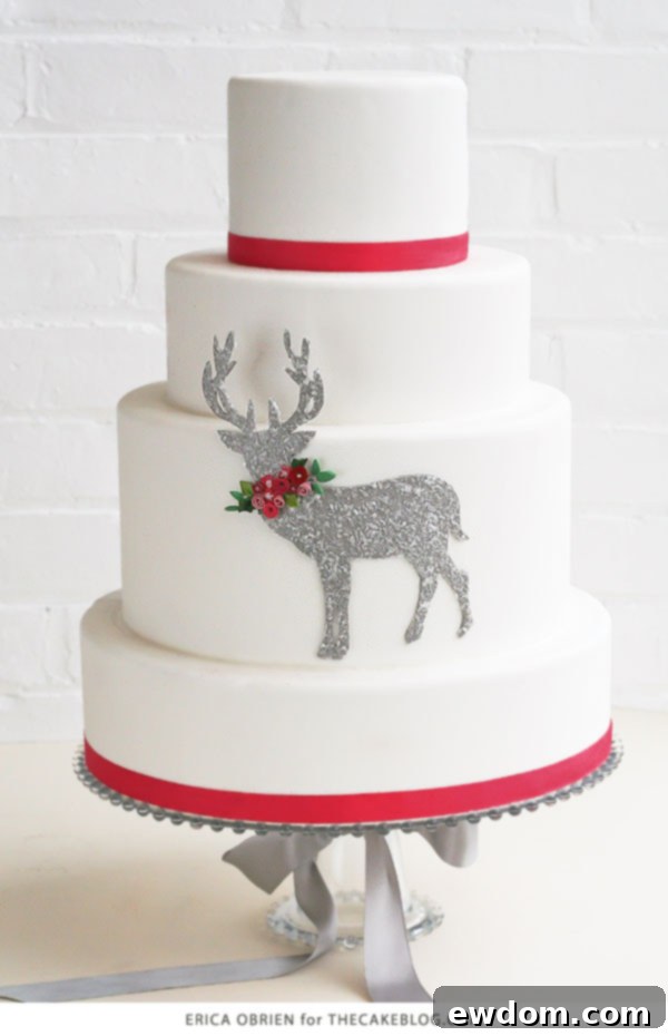 Stunning Glittering Deer Silhouette Cake by Erica O'Brien for TheCakeBlog.com | Winter Wonderland Cake Design