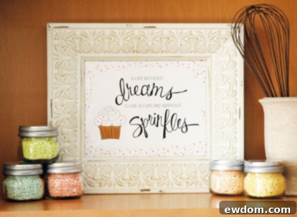 A life without dreams is like a cupcake without sprinkles - Free Art Print by Jessica Kirkland for TheCakeBlog.com