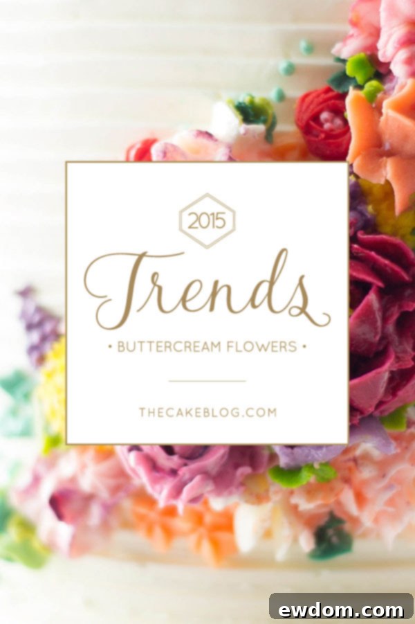 Erica OBrien's Modern Buttercream Flower Wedding Cake, showcasing 2015 trends for rustic and elegant designs, featured on TheCakeBlog.com