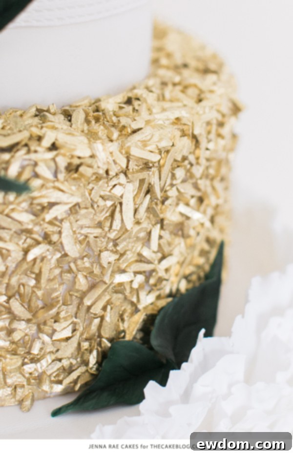 2015 Wedding Cake Trends | including this gold & marsala sequin cake by Jenna Rae Cakes | on TheCakeBlog.com