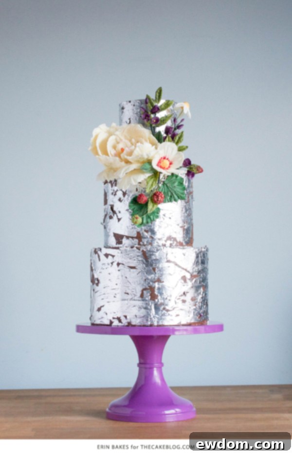 2015 Wedding Cake Trends | Organically styled florals made from chocolate | by Erin Bakes on TheCakeBlog.com