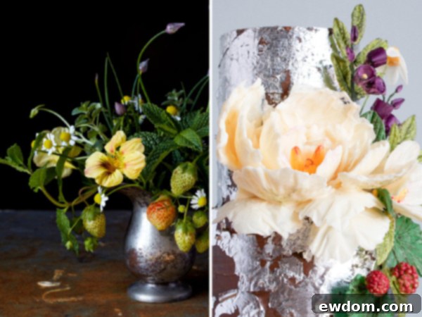 2015 Wedding Cake Trends | Organically styled florals made from chocolate | by Erin Bakes on TheCakeBlog.com
