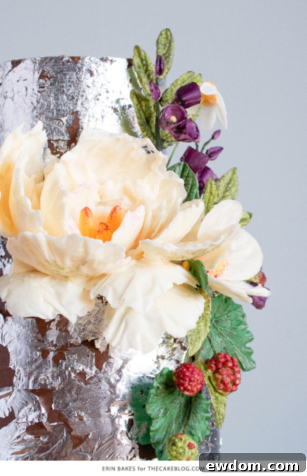 2015 Wedding Cake Trends | Organically styled florals made from chocolate | by Erin Bakes on TheCakeBlog.com