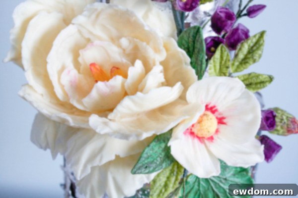 2015 Wedding Cake Trends | Organically styled florals made from chocolate | by Erin Bakes on TheCakeBlog.com