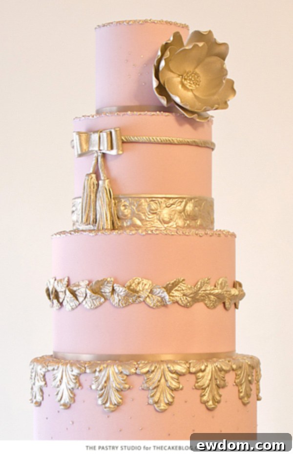 2015 Wedding Cake Trends | Metallics + Color | by The Pastry Studio on TheCakeBlog.com