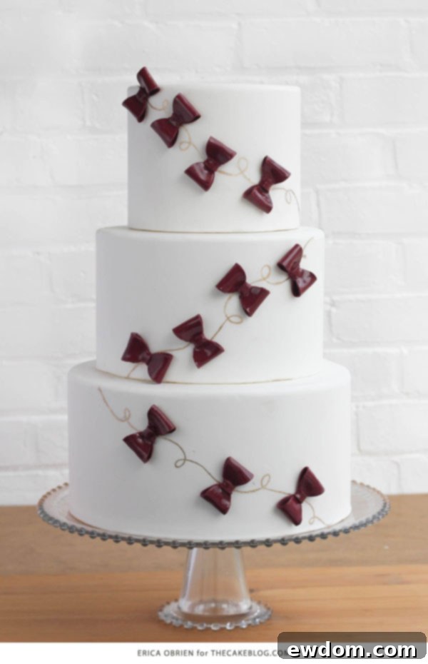 The Marsala Moment 2 Marsala & Gold Bow Cake | Translating trends into elegant cake designs | by Erica OBrien for TheCakeBlog.com