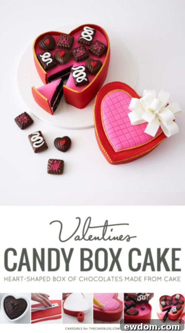 Valentines Candy Heart Surprise Cake 2 Valentine's Heart Candy Box Cake, a stunning dessert by Cakegirls