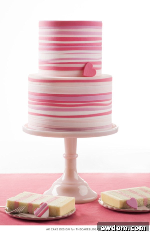 Pink Striped Heart Cake | by AK Cake Design for TheCakeBlog.com