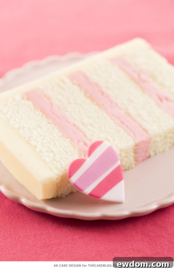 Pink Striped Heart Cake | by AK Cake Design for TheCakeBlog.com