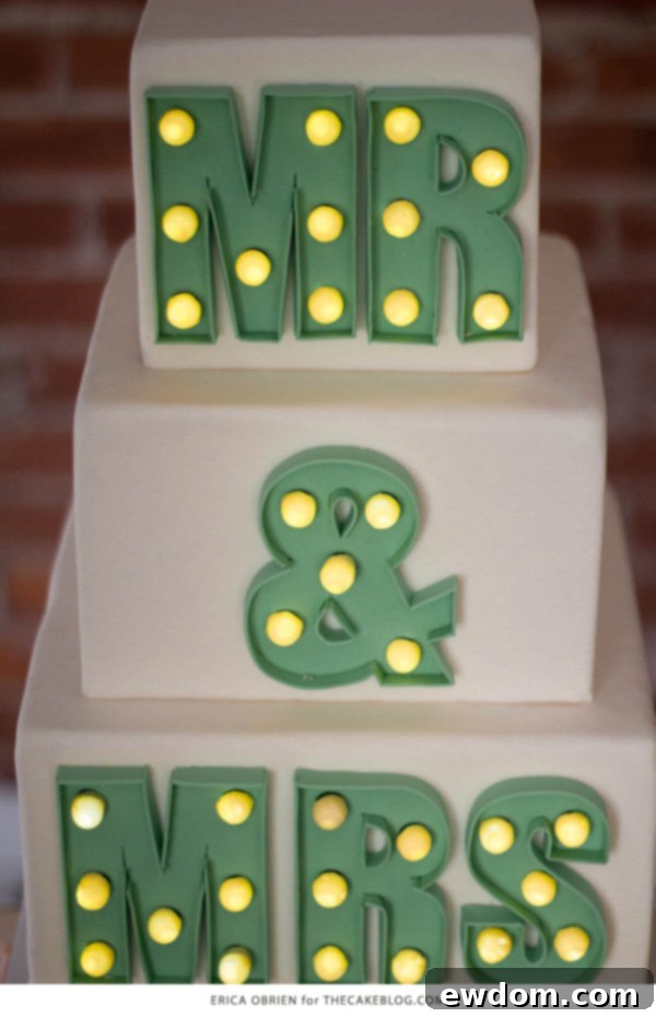 Mr & Mrs Marquee Letters Cake | by Erica OBrien for TheCakeBlog.com