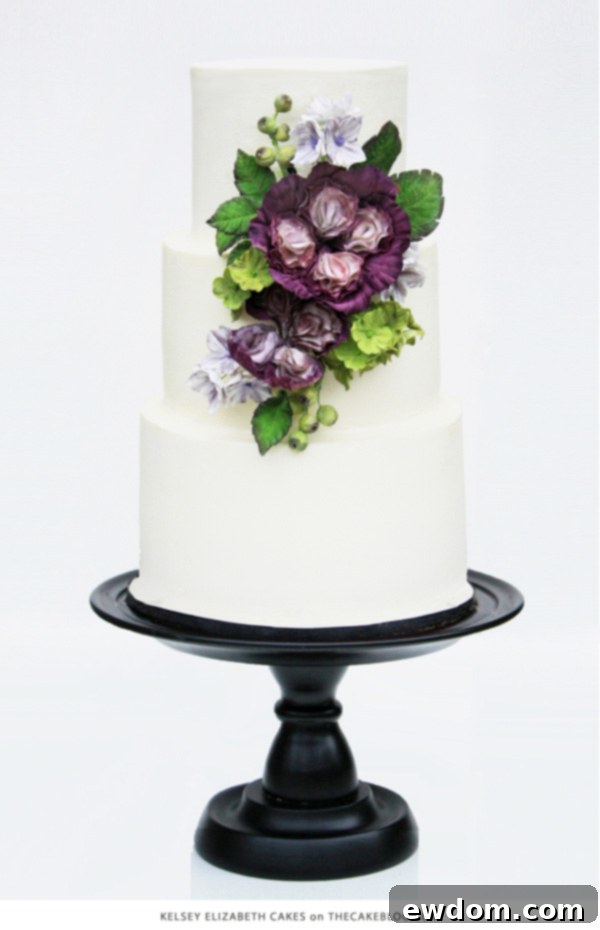 10 Gorgeous Flower Cakes to Welcome Spring 7 Vibrant plum and lime floral design cake by Kelsey Elizabeth Cakes with bold gumpaste berries.