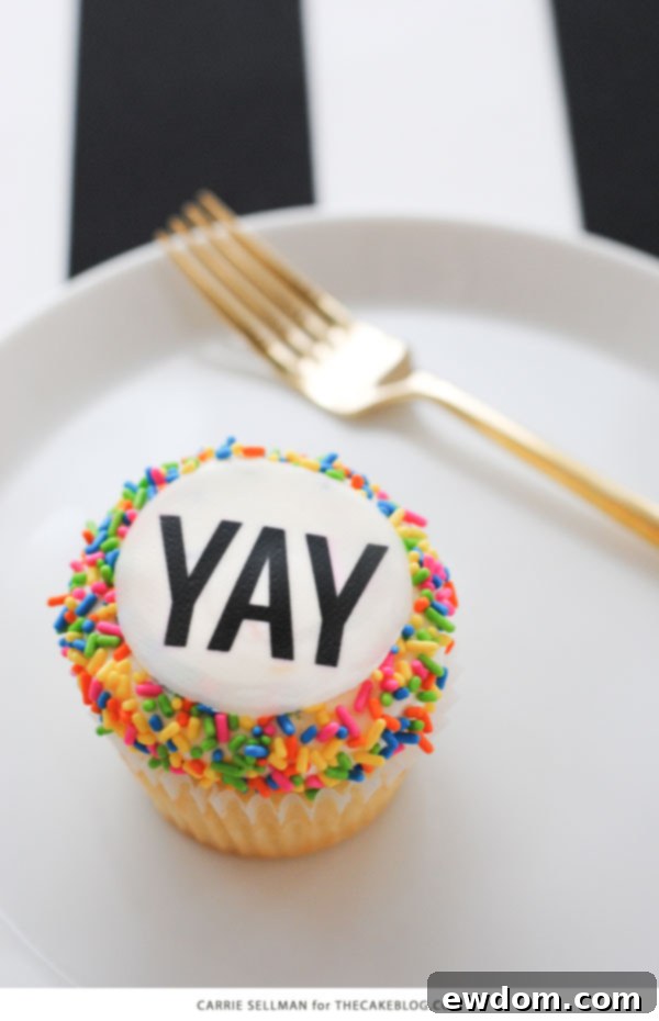 Graduation Party Desserts featuring an easy DIY YAY sprinkle cupcake, a delightful and simple treat for any graduation celebration.