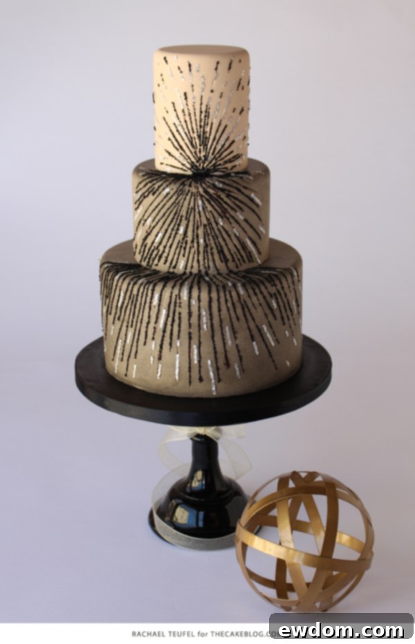 Achieving Design Harmony 6 Black & Silver Sequin Cake Design Inspired by Couture | Rachael Teufel, Intricate Icings Cake Design