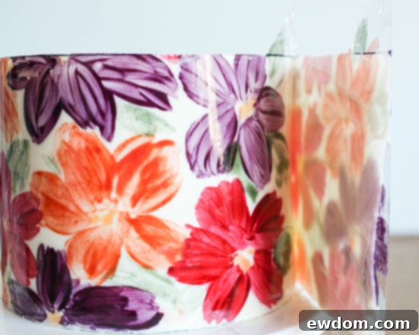 Wrapping Chocolate Strip Around Cake