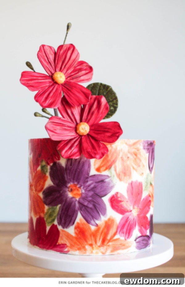 Final Shot of Hand-Painted Chocolate Wrapped Cake