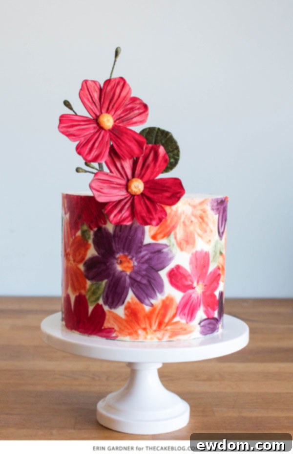 Close-up of Hand-Painted Floral Chocolate Wrap