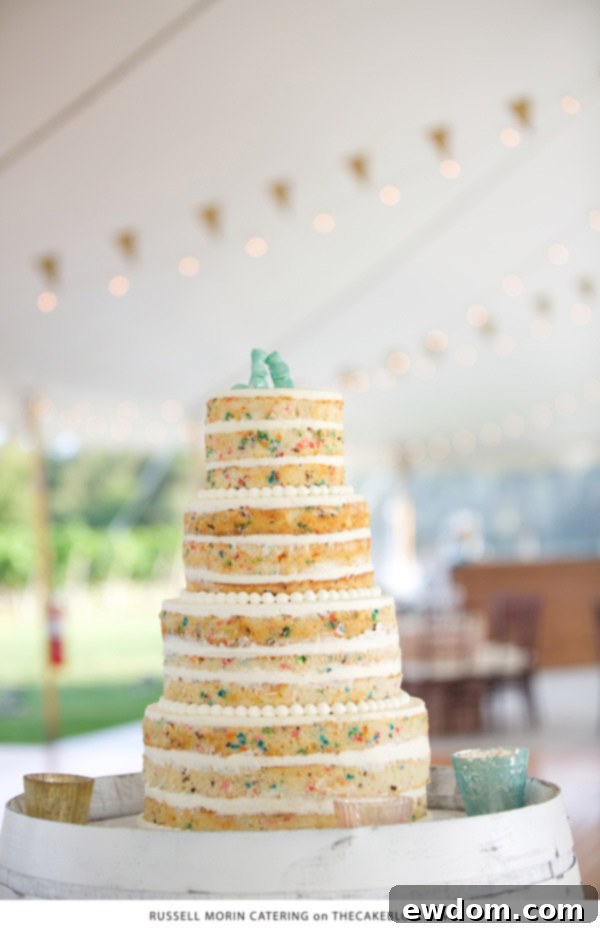 10 Explosive Confetti Cakes 6 Confetti to the Core Naked Wedding Cake by Russell Morin Catering | Funfetti Celebration Cake